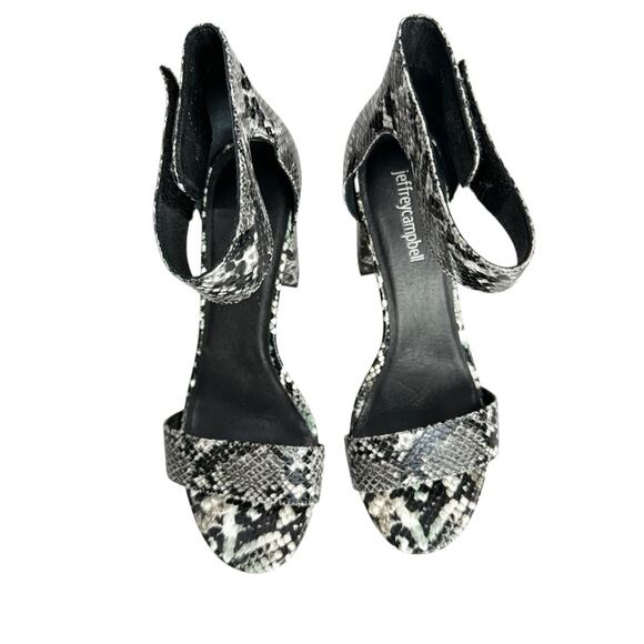 Jeffrey Campbell Lindsay Heeled Sandals Black Grey Snake Animal Print Size 7.5 - Picture 6 of 15